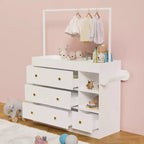 Fasciatoio JVNOXK con 3 cassetti extra-profondi, ripiano portaoggetti e ganci, ideale per la cameretta dei bambini, colore bianco