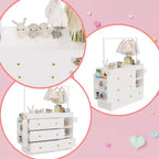 Fasciatoio JVNOXK con 3 cassetti extra-profondi, ripiano portaoggetti e ganci, ideale per la cameretta dei bambini, colore bianco