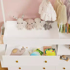 Fasciatoio JVNOXK con 3 cassetti extra-profondi, ripiano portaoggetti e ganci, ideale per la cameretta dei bambini, colore bianco