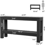Consolle Lantine nera da 160 cm, tavolo d'ingresso stretto e lungo in legno con 2 ripiani portaoggetti per ingresso, soggiorno, corridoio, dietro il divano