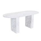 MAYEERTY Tavolo da Pranzo Ovale per 6, Tavolo da Cucina con Base a Doghe in Legno, Tavolo da Pranzo Rustico Impermeabile e Antigraffio