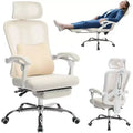 Ergonomic Office Chair with Retractable Footrest, High Back Mesh Desk Chair with Adjustable Headrest & Lumbar Support, Reclining Computer Chair
