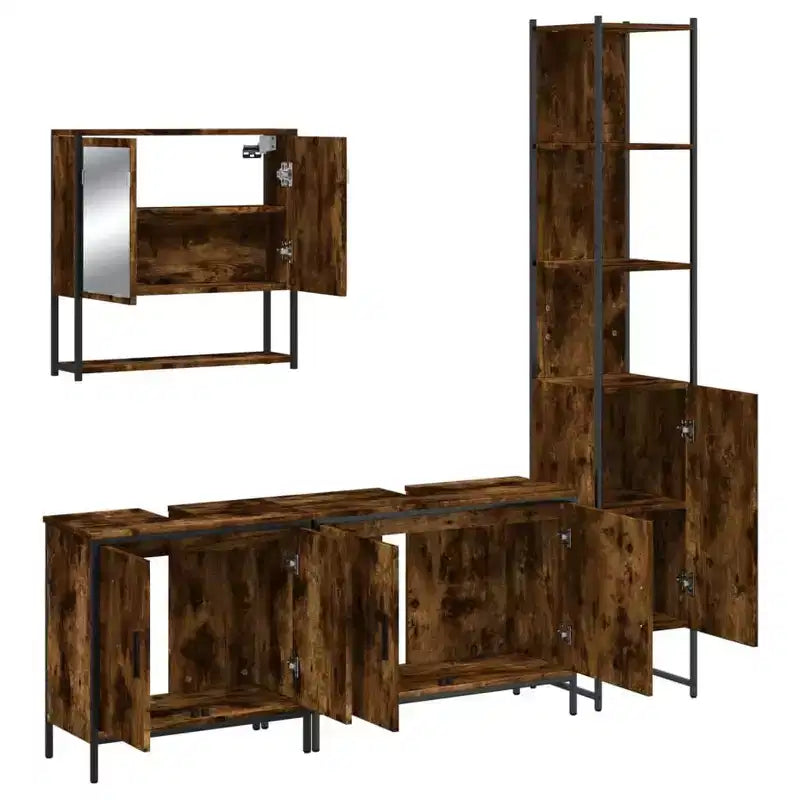 vidaXL Set di Mobili da Bagno con Mensola 4 pz Legno Multistrato Moderno Portaoggetti