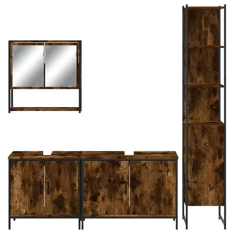 vidaXL Set di Mobili da Bagno con Mensola 4 pz Legno Multistrato Moderno Portaoggetti