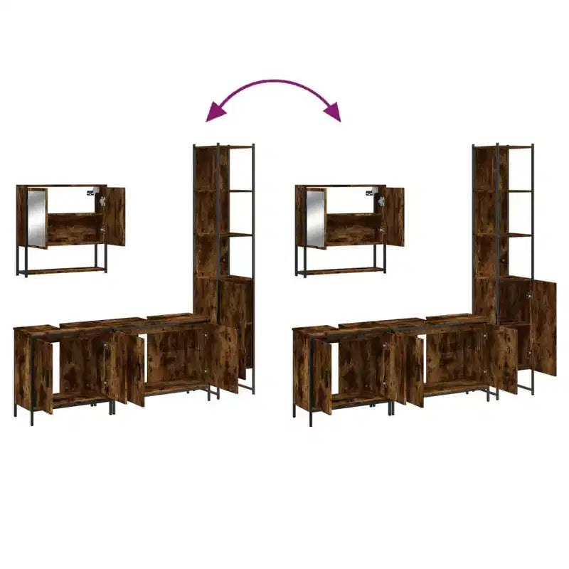 vidaXL Set di Mobili da Bagno con Mensola 4 pz Legno Multistrato Moderno Portaoggetti
