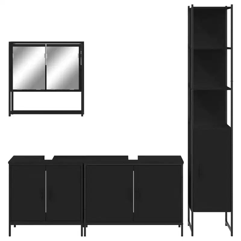 vidaXL Set di Mobili da Bagno con Mensola 4 pz Legno Multistrato Moderno Portaoggetti