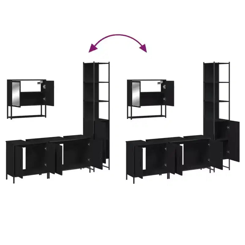 vidaXL Set di Mobili da Bagno con Mensola 4 pz Legno Multistrato Moderno Portaoggetti