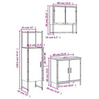 vidaXL Mobile bagno con mensola 3 pz in legno multistrato Portaoggetti per