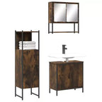 vidaXL Mobile bagno con mensola 3 pz in legno multistrato Portaoggetti per