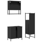 vidaXL Mobile bagno con mensola 3 pz in legno multistrato Portaoggetti per