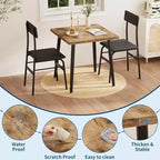 Tavolo da Pranzo Piccolo per 2, Set da Cucina 3 Pezzi con 2 Sedie Imbottite, Tavolo da Colazione per Piccoli Spazi, Sala da Pranzo, Appartamento, Ristorante
