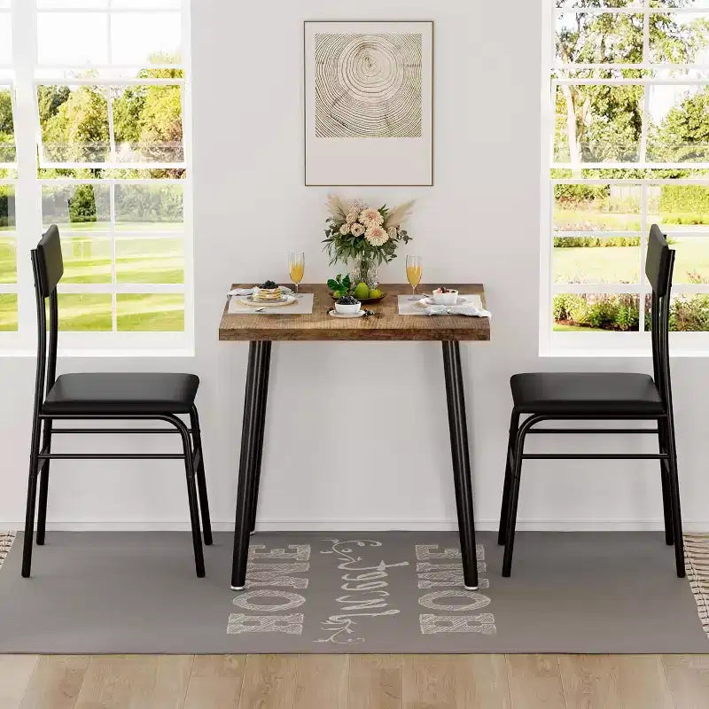 Tavolo da Pranzo Piccolo per 2, Set da Cucina 3 Pezzi con 2 Sedie Imbottite, Tavolo da Colazione per Piccoli Spazi, Sala da Pranzo, Appartamento, Ristorante