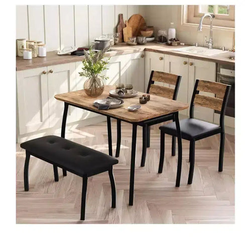 4-Piece Wooden Dining Table Set, for Dining Room, Home Office & Living Room, Vintage