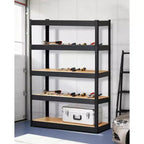Scaffalature metalliche per garage, Scaffali regolabili per garage, Scaffalature a 5 ripiani, Scaffali multiuso per magazzino, dispensa, cantina