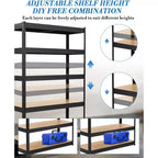 Scaffalature metalliche per garage, Scaffali regolabili per garage, Scaffalature a 5 ripiani, Scaffali multiuso per magazzino, dispensa, cantina