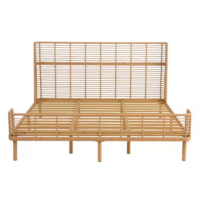Christopher Knight Home Shadow Letto in vimini PE con testiera ad alette Shadow Coastal Grid