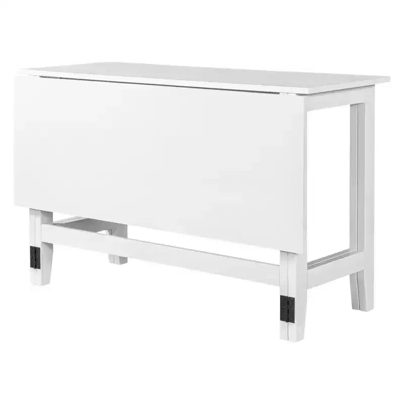 JVNOXK Tavolo da Pranzo Allungabile in Legno in Stile Rustico da 91 cm con Anta Pieghevole, Ideale per Piccoli Spazi, Gambe in Legno di Gomma Massello, Bianco