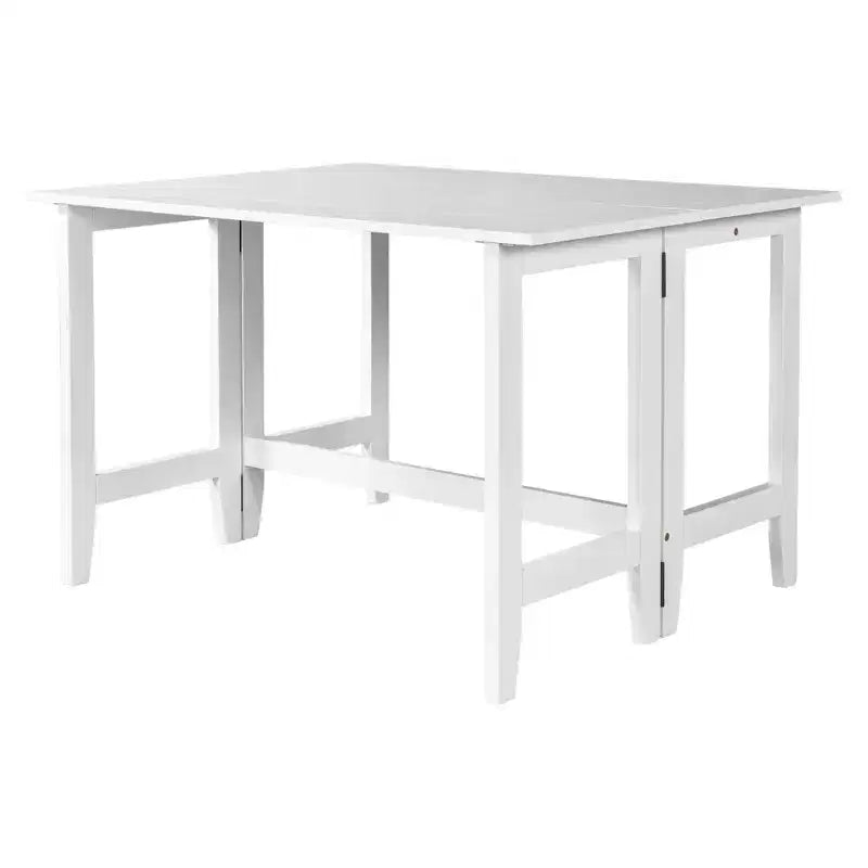 JVNOXK Tavolo da Pranzo Allungabile in Legno in Stile Rustico da 91 cm con Anta Pieghevole, Ideale per Piccoli Spazi, Gambe in Legno di Gomma Massello, Bianco