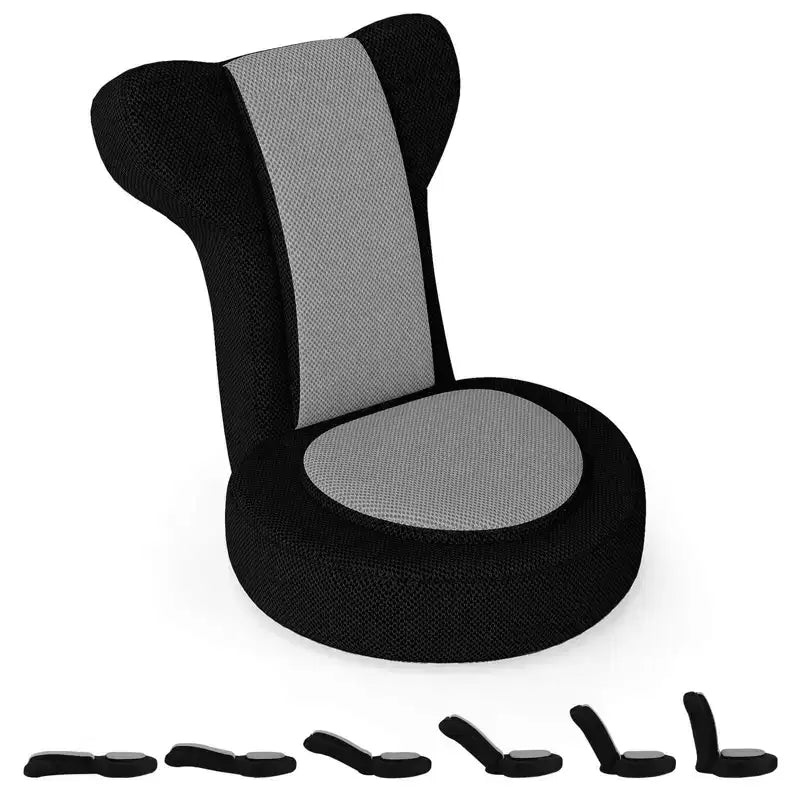 Poltrona reclinabile Costway con poggiatesta e schienale regolabili, seduta imbottita in spugna, struttura in metallo, nero + grigio/nero + rosa