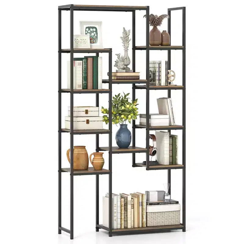 Gymax 71 Tall Bookshelf w/12 Open Shelves Anti-tip Kit for Living Room Home Office
