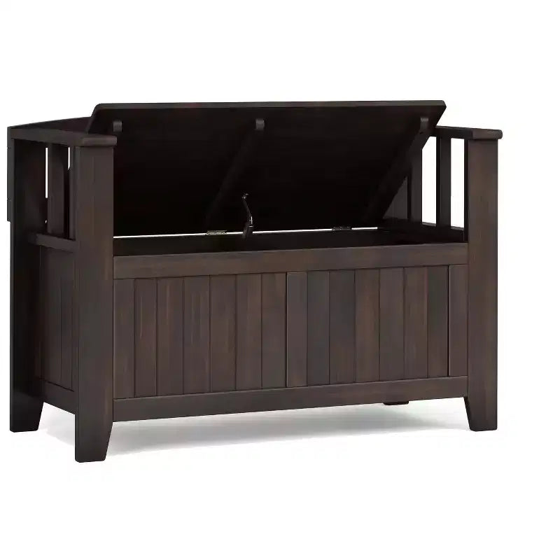 Panca contenitore in legno massello, transizionale, piccola da ingresso, larga 91 cm, Normandy