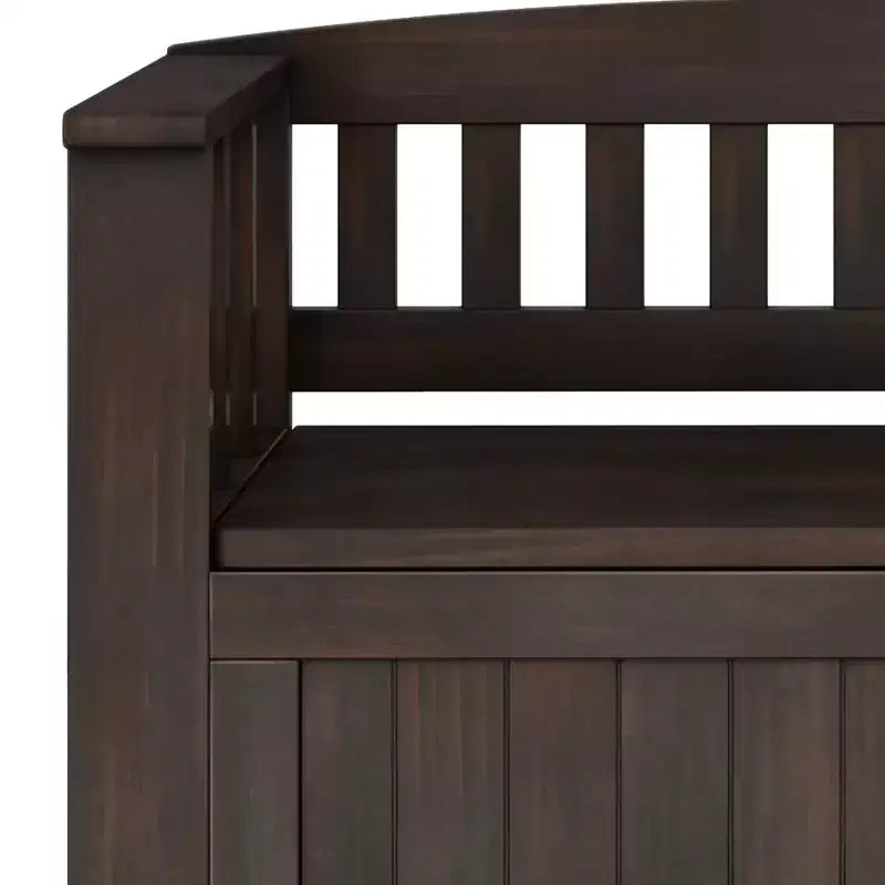 Panca contenitore in legno massello, transizionale, piccola da ingresso, larga 91 cm, Normandy