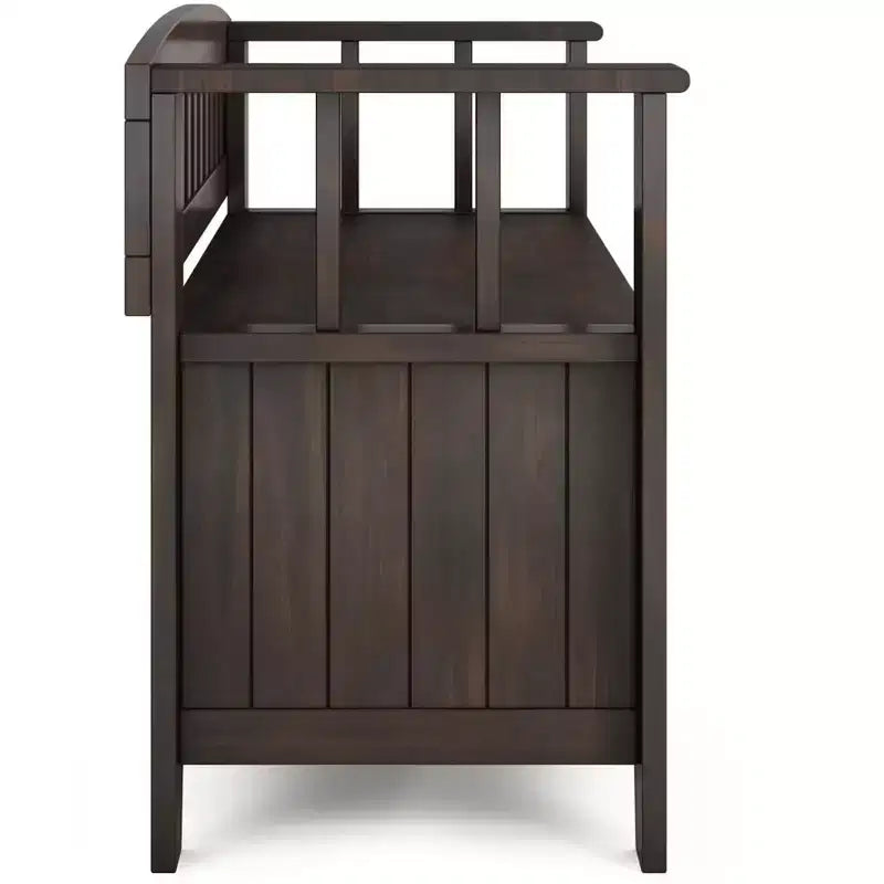 Panca contenitore in legno massello, transizionale, piccola da ingresso, larga 91 cm, Normandy