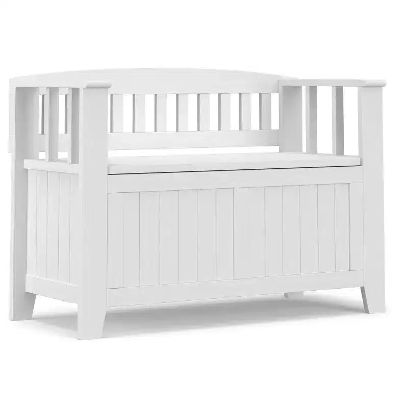 Panca contenitore in legno massello, transizionale, piccola da ingresso, larga 91 cm, Normandy