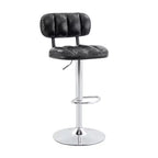 Set di 2 sgabelli da bar regolabili in altezza con rivestimento in pelle PU e base cromata, con poggiapiedi per isola cucina