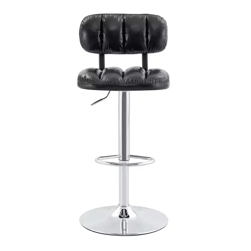 Set di 2 sgabelli da bar regolabili in altezza con rivestimento in pelle PU e base cromata, con poggiapiedi per isola cucina