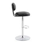 Set di 2 sgabelli da bar regolabili in altezza con rivestimento in pelle PU e base cromata, con poggiapiedi per isola cucina