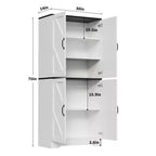 Dispensa da cucina a colonna con 4 ante e 2 ripiani regolabili, mobile credenza autoportante per sala da pranzo e soggiorno, 69"