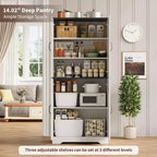 Dispensa da cucina a colonna con 4 ante e 2 ripiani regolabili, mobile credenza autoportante per sala da pranzo e soggiorno, 69"