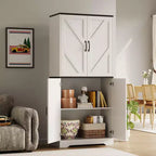 Dispensa da cucina a colonna con 4 ante e 2 ripiani regolabili, mobile credenza autoportante per sala da pranzo e soggiorno, 69"