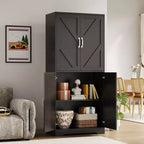 Dispensa da cucina a colonna con 4 ante e 2 ripiani regolabili, mobile credenza autoportante per sala da pranzo e soggiorno, 69"