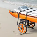 Carrello VEVOR per kayak, capacità di carico 150 kg, carrello per canoa con pneumatici in gomma piena da 15 pollici e cavalletto, si monta e si smonta in pochi secondi, nero+arancione