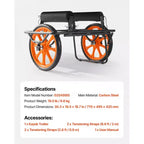 Carrello VEVOR per kayak, capacità di carico 150 kg, carrello per canoa con pneumatici in gomma piena da 15 pollici e cavalletto, si monta e si smonta in pochi secondi, nero+arancione