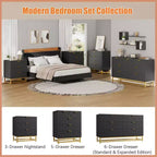 Cassettiera per Camera da Letto, Cassettiera Larga a 6 Cassetti in Legno con Gambe in Metallo, Organizzatore Moderno