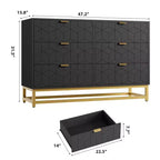 Cassettiera per Camera da Letto, Cassettiera Larga a 6 Cassetti in Legno con Gambe in Metallo, Organizzatore Moderno