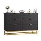 Dresser for Bedroom, 6-Drawer Wide Storage Wood Dresser with Metal Legs, Modern Chest Organizer