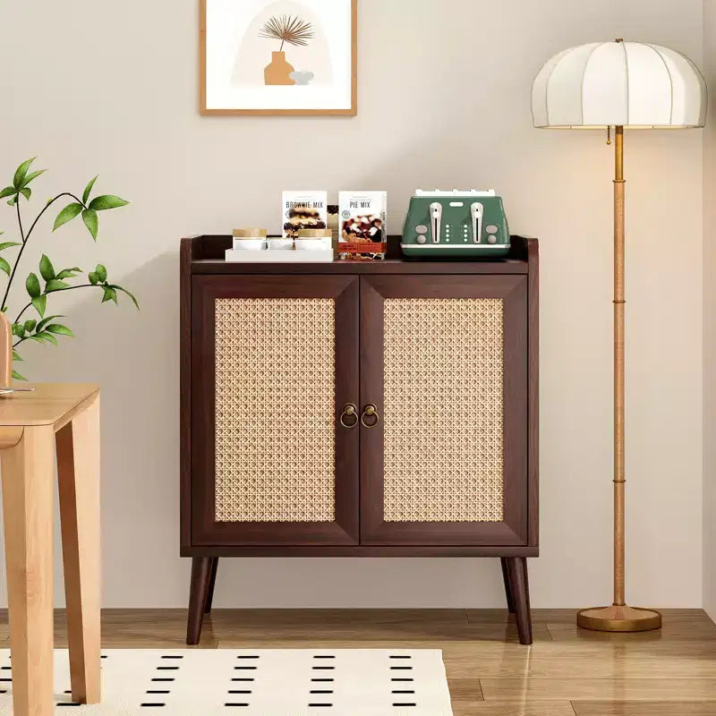 JVNOXK Sideboard Buffet Cabinet with Storage with Rattan Decorated Doors, Vintage Side Cabinets for Dining Room, Living Room,Hallway