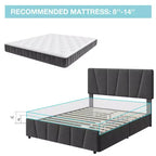 Struttura letto imbottita con testiera regolabile, cassetti portaoggetti multipli, struttura letto in legno, materasso senza molle, mobili moderni per la camera da letto