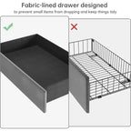 Struttura Letto con 4 Cassetti Contenitori, Piattaforma Rivestita in Velluto, Supporto 450 kg, GrigioQUEEN