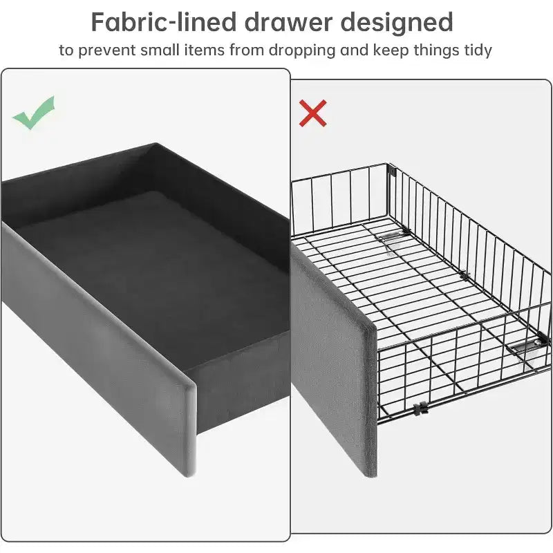 Struttura Letto con 4 Cassetti Contenitori, Piattaforma Rivestita in Velluto, Supporto 450 kg, GrigioQUEEN