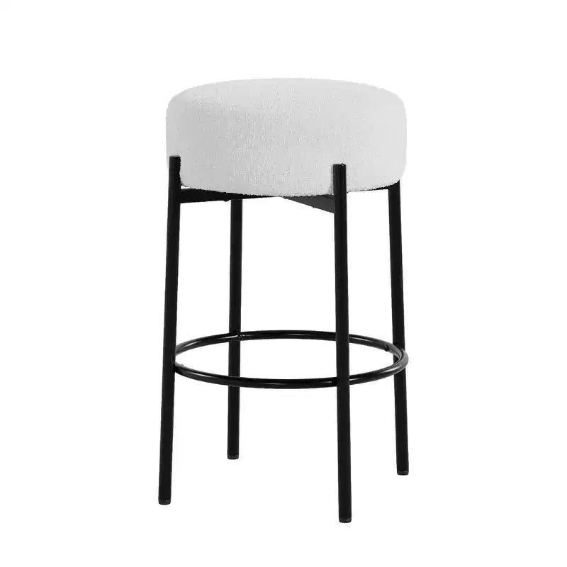 Set di 2 Sgabelli da Bar Senza Schienale, Altezza 61 cm con Sedute Imbottite e Gambe in Metallo - Sgabelli Moderni per Isola Cucina, Sala da Pranzo o Caffetteria Domestica