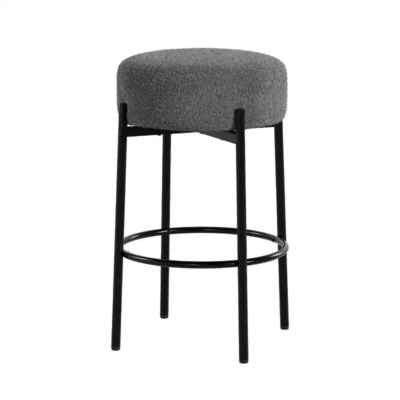 Set di 2 Sgabelli da Bar Senza Schienale, Altezza 61 cm con Sedute Imbottite e Gambe in Metallo - Sgabelli Moderni per Isola Cucina, Sala da Pranzo o Caffetteria Domestica