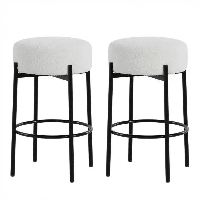 Set di 2 Sgabelli da Bar Senza Schienale, Altezza 61 cm con Sedute Imbottite e Gambe in Metallo - Sgabelli Moderni per Isola Cucina, Sala da Pranzo o Caffetteria Domestica