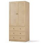 Armadio Guardaroba in Legno con Cassetti, Armadio Contenitore da 69,5 con Asta Appendiabiti, Design a 2 Ante con Persiane per Camera da Letto