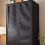 Armadio Guardaroba in Legno con Cassetti, Armadio Contenitore da 69,5 con Asta Appendiabiti, Design a 2 Ante con Persiane per Camera da Letto