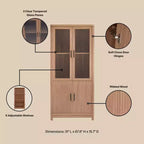 GDFStudio Aveline Mobile Libreria Moderno Mid-Century da 31'' con 2 Ante in Vetro e 6 Ripiani Regolabili